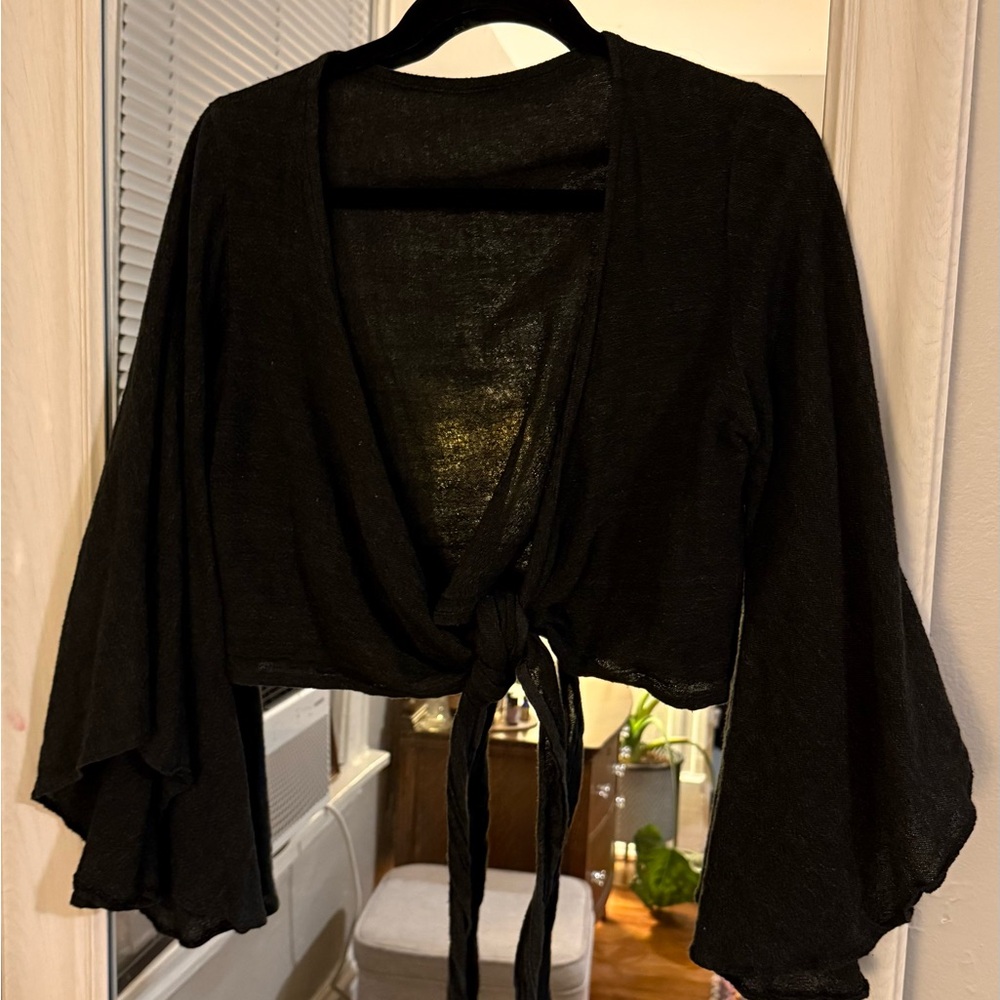 Wrap bell sleeve top